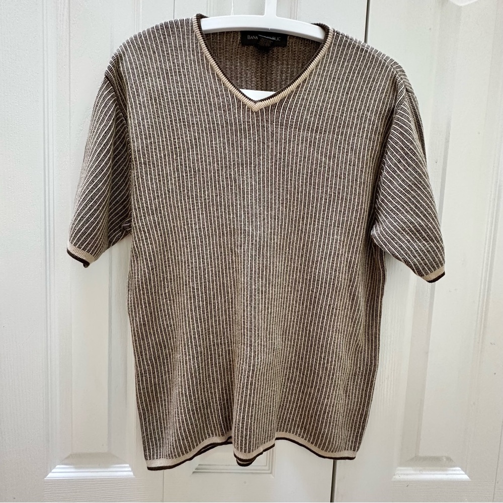 Banana Republic Brown V-Neck Short Sleeve Sweater M